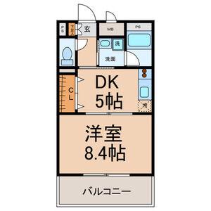 グリーンハイム三軒(1DK/1階)の間取り写真