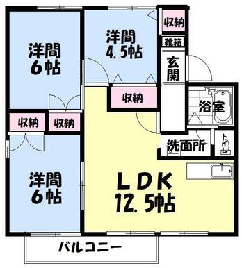 レインボーホーム(3LDK/2階)の間取り写真