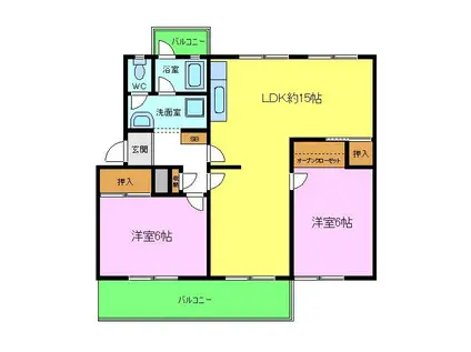 宮路池3号棟(2LDK/2階)の間取り写真