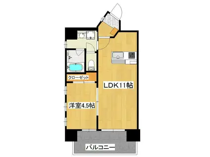 ロータス下荒田(1LDK/5階)の間取り写真