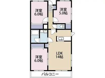 ルミエール山本 A(3LDK/1階)の間取り写真