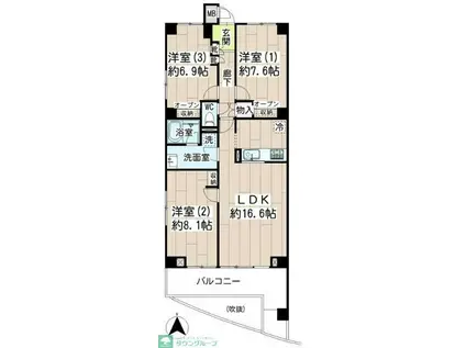 リブレスト川崎(3LDK/5階)の間取り写真