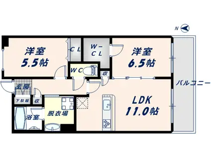 グランルシェル(2LDK/4階)の間取り写真
