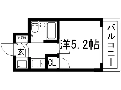 プレステージ石橋(1K/2階)の間取り写真