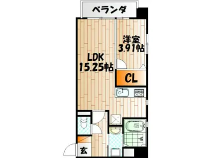 大八ビル(1LDK/7階)の間取り写真