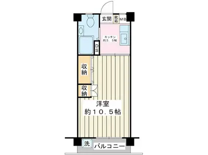 行徳マンション(1K/2階)の間取り写真