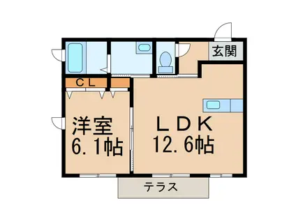 シャーメゾン田中口(1LDK/1階)の間取り写真