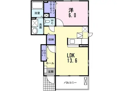 パライソ(1LDK/1階)の間取り写真
