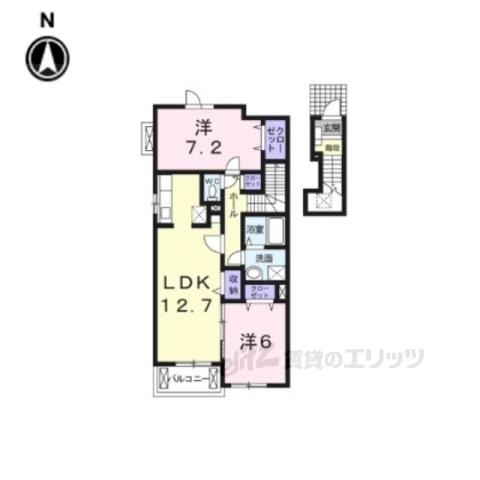 メープルコートⅡ(2LDK/2階)の間取り写真