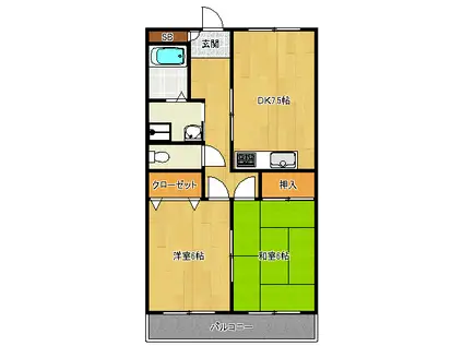 ニシキハイツ10号館(2DK/2階)の間取り写真