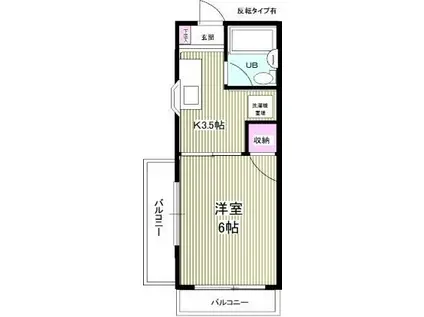 ロータリー所沢ハイツ(1K/3階)の間取り写真