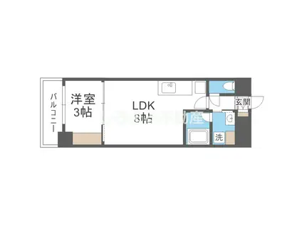 フロンティアタワー九条I旧CITY SPIRE九条(1LDK/7階)の間取り写真