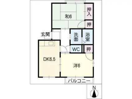 パークタウン朝宮(2DK/1階)の間取り写真