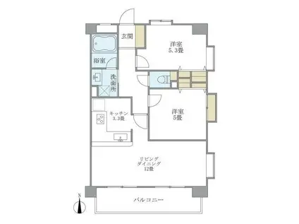 MOMOKI(2LDK/6階)の間取り写真