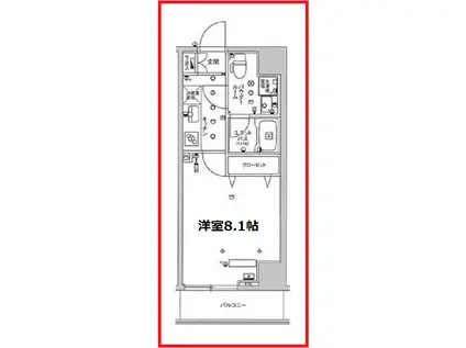 ビーシティタバタスカイコート(1K/6階)の間取り写真
