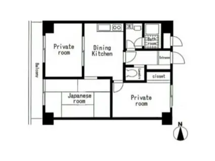 ホワイトメゾンやまびこ(3DK/3階)の間取り写真