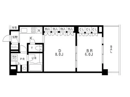 レジディア池袋(2K/2階)の間取り写真