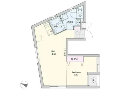 ウノビスタ鶴見A(1LDK/3階)の間取り写真