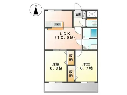 リトルフォレストII(2LDK/1階)の間取り写真