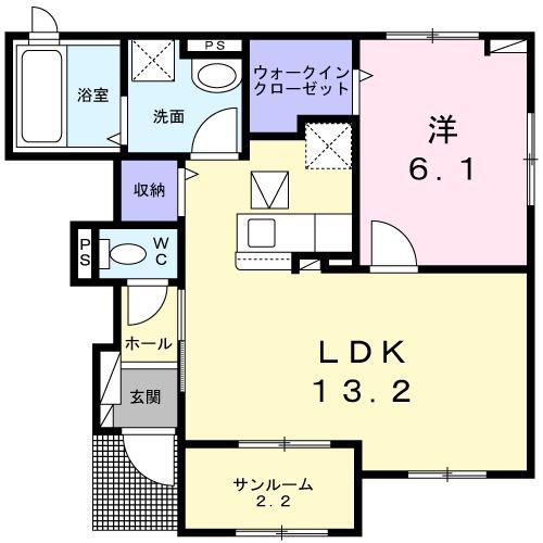 ミミエデン吉野ヶ里(1LDK/1階)の間取り写真