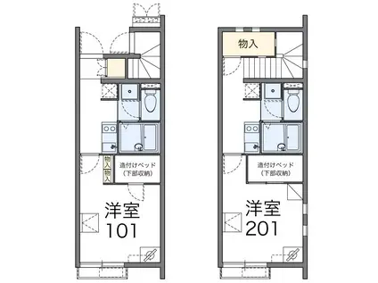 レオネクストLATTE(1K/1階)の間取り写真