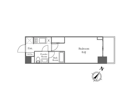 カーサスプレンディッド南麻布FLAT(1K/4階)の間取り写真