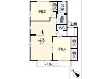 レインボーヒルズ(2LDK/2階)の間取り写真