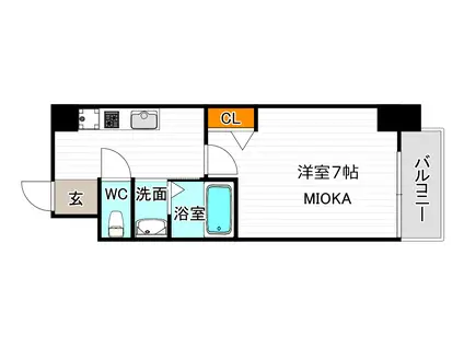 グランパシフィック天王寺南(1K/3階)の間取り写真