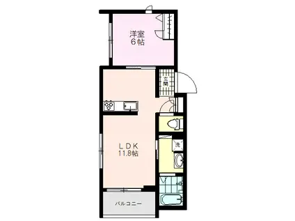 シャーメゾンヴェルデ(1LDK/2階)の間取り写真