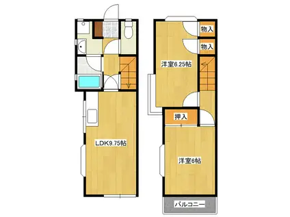 スカイハイツ(2LDK/1階)の間取り写真