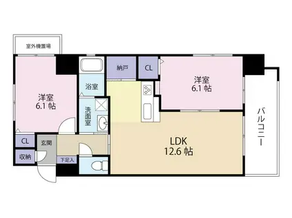 ニューアンジュ(2LDK/7階)の間取り写真