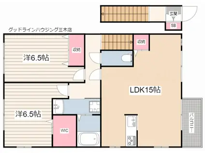 コンフォート大島IV B棟(2LDK/2階)の間取り写真