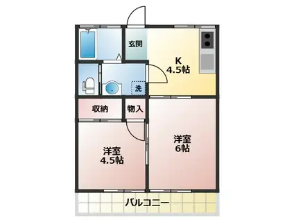 ヒカリコーポ(1LDK/2階)の間取り写真