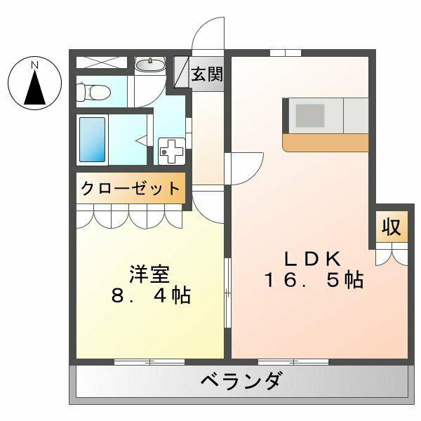 エクシード鳥羽見(1LDK/2階)の間取り写真