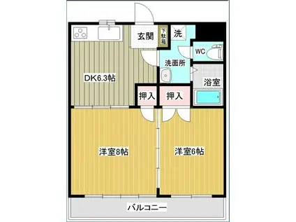 サンライズ・ハニー(2DK/2階)の間取り写真