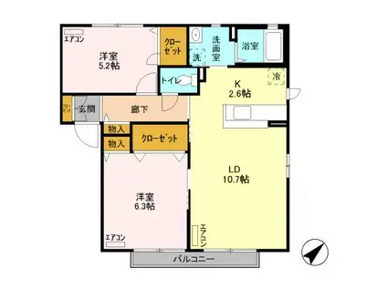 エバーグリーン8番館(2LDK/2階)の間取り写真