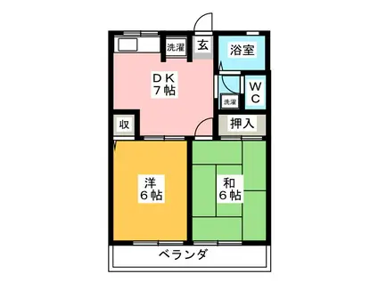 Mタウン I(2DK/2階)の間取り写真