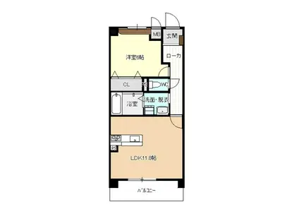 ホームクラルス(1LDK/3階)の間取り写真