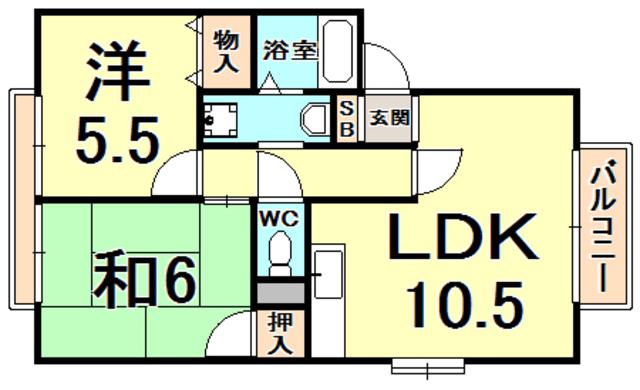 アネシス愛宕山II(2LDK/2階)の間取り写真