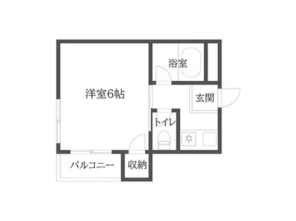 パールハイツ岸の里(ワンルーム/2階)の間取り写真