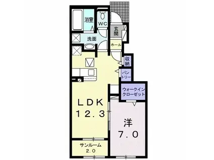 ラビァン ローズ B(1LDK/1階)の間取り写真