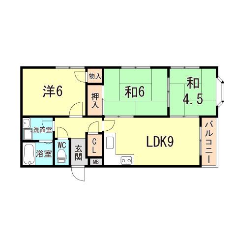 東二見MCマンション(3LDK/2階)の間取り写真