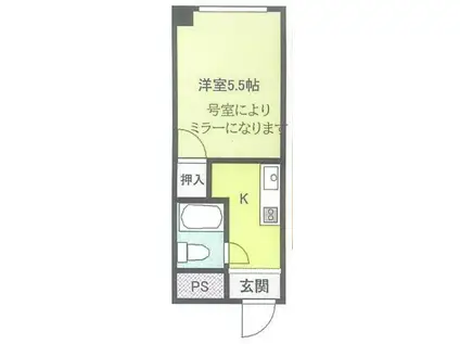 グランセオ黒田II(1K/3階)の間取り写真