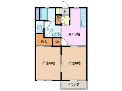 タウニーラークウッドA棟(2K/2階)の間取り写真