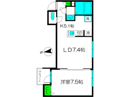 東京メトロ副都心線 西早稲田駅 徒歩3分 3階建 築17年(1LDK/2階)の間取り写真