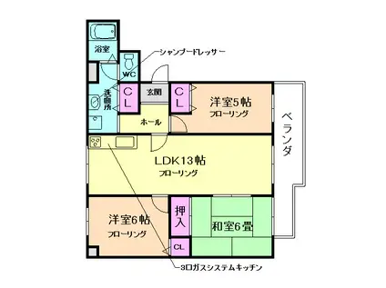 サンライフ箕面(3LDK/3階)の間取り写真