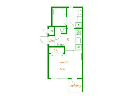シャトーライフ平塚II(1K/2階)の間取り写真