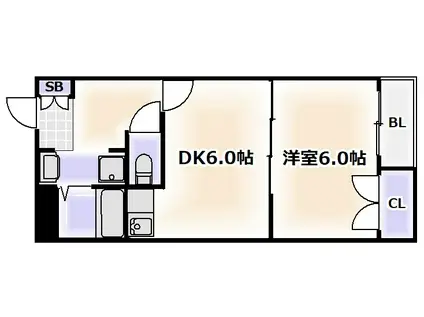 NYK針中野(1DK/5階)の間取り写真