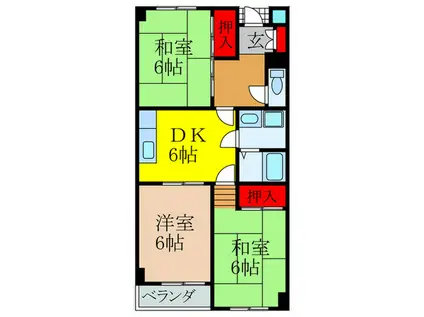 サンハイツ北豊島(3DK/1階)の間取り写真