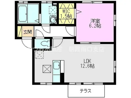 フレスカIII(1LDK/1階)の間取り写真